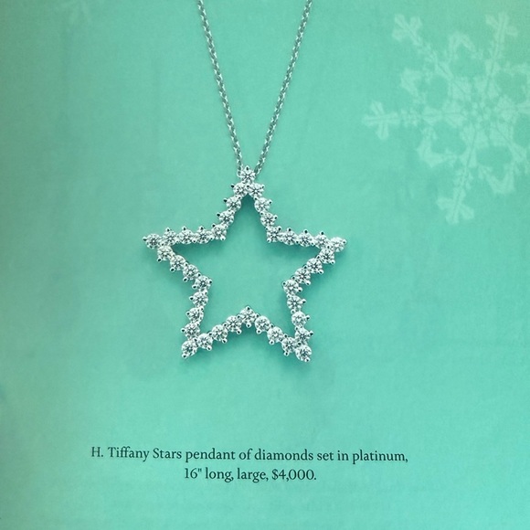 RARE Tiffany & Co. Large Metro Star Diamond Necklace Platinum 16" - Picture 8 of 8